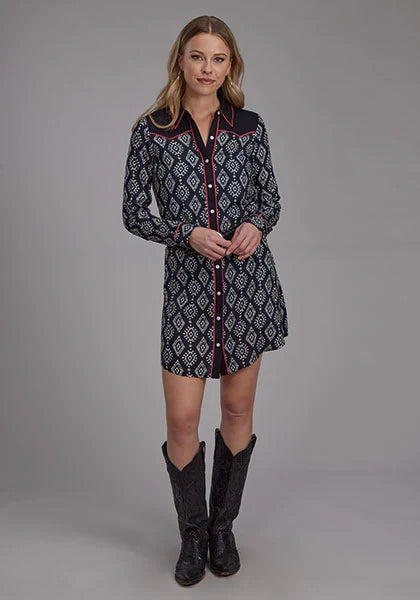 Roper 2133 Black Ikat (Black) - Women's Dress