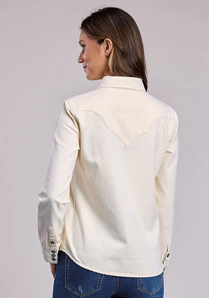 Stetson 2558 Turquoise Snaps (Cream) - Women's Denim Blouse